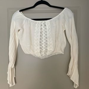 Embroidered Off the Shoulder White Top